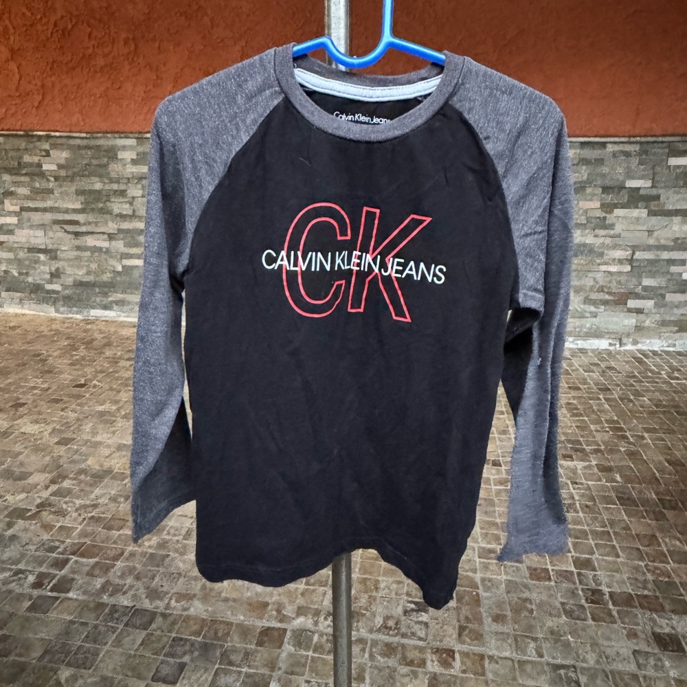 Calvin Klein Black and Gray Long Sleeve Shirt